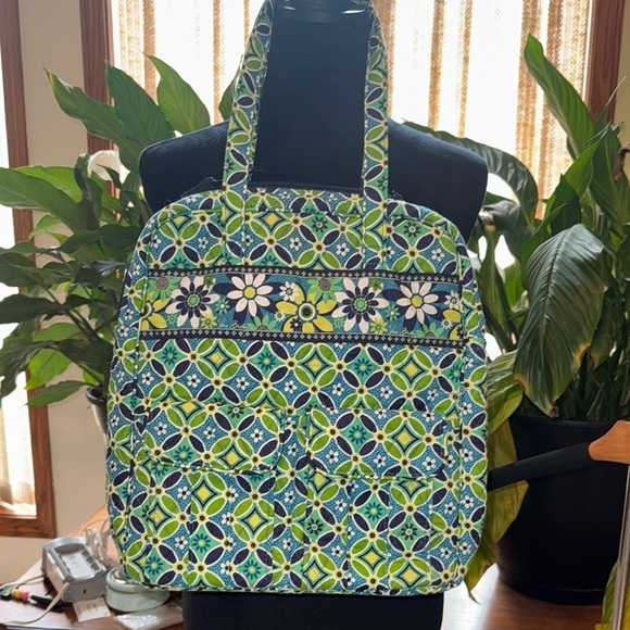 Vera Bradley Handbags - Vera Bradley Green and Blue Floral Tote Bag